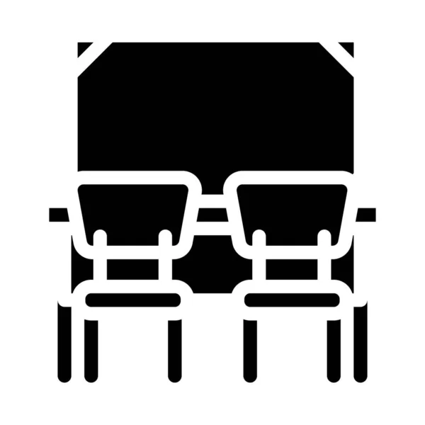 Aula con escritorio y silla glifo icono vector ilustración — Vector de stock