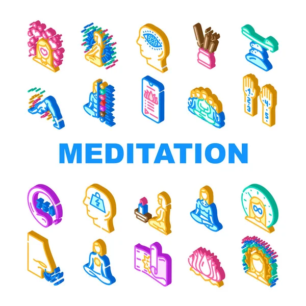 Meditation Wellness Occupation Icons Set Vector — Vetor de Stock