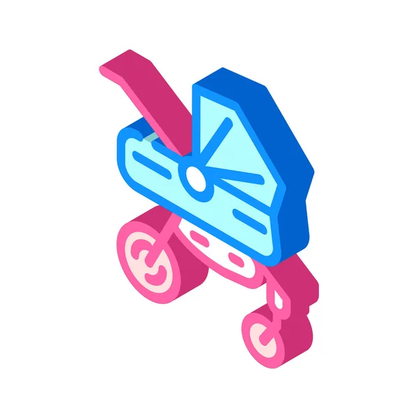 Barnvagn för nyfödda barn isometrisk ikon vektor illustration — Stock vektor