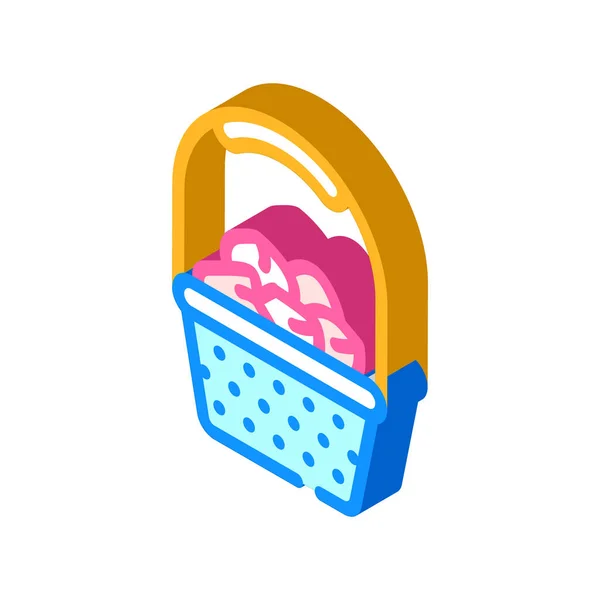 Flower basket isometric icon vector illustration — Vetor de Stock