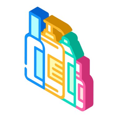 Cilt kozmetik set izometrik vektör çizimi