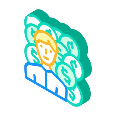 para kazanan yönetici izometrik ikon vektör çizimi