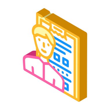 Anket satış elemanı izometrik ikon vektör çizimi