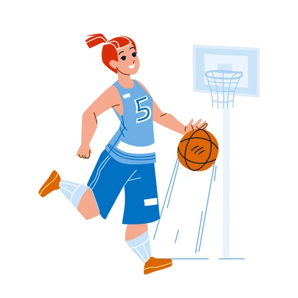 Баскетболист играет в игру с вектором мяча — стоковый вектор