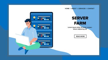 Sunucu Tarım Merkezi İşçi Denetimi Ekipman Vektörü