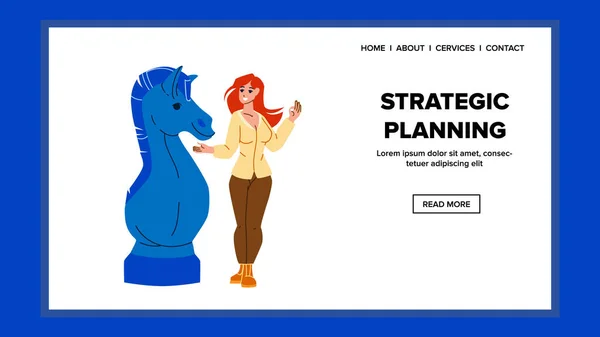 Strategische Planung Young Businesswoman Vector — Stockvektor