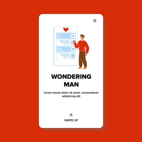Lista zadań sprawdzania Wondering Man App Vector — Wektor stockowy