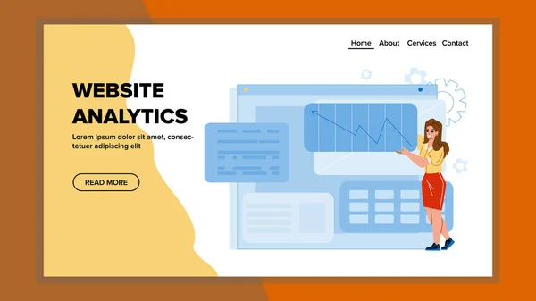 Análisis del sitio web Mujer Gerente Ocupación Vector — Archivo Imágenes Vectoriales