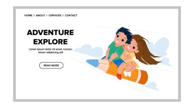 Macera Öğrencileri Keşfedin Birlikte Vektör