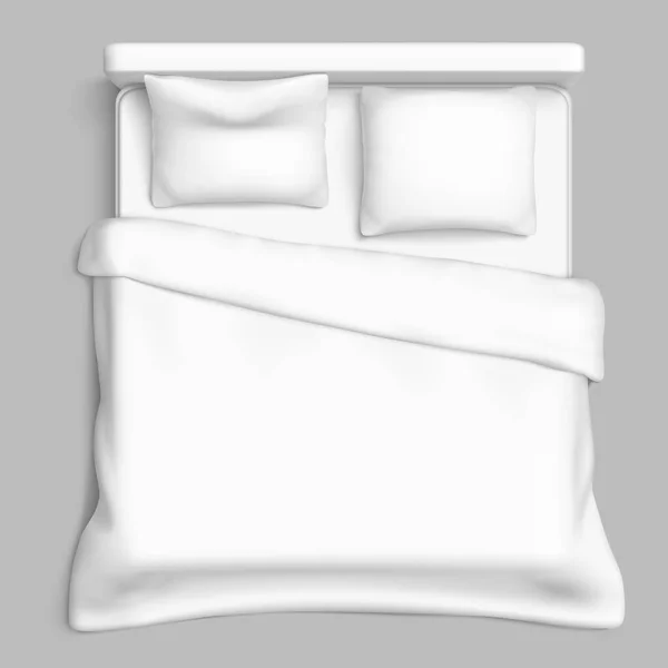 Верхний вид кровати белый вектор — стоковый вектор