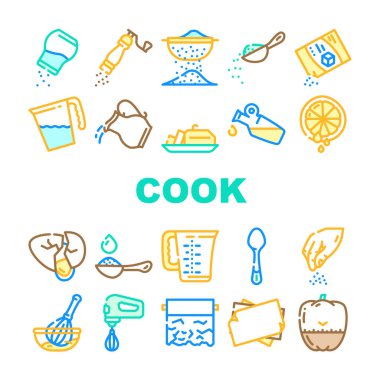 Yemek Simgelerini Hazırlamak için Yemek Talimatları Vektörü Ayarla