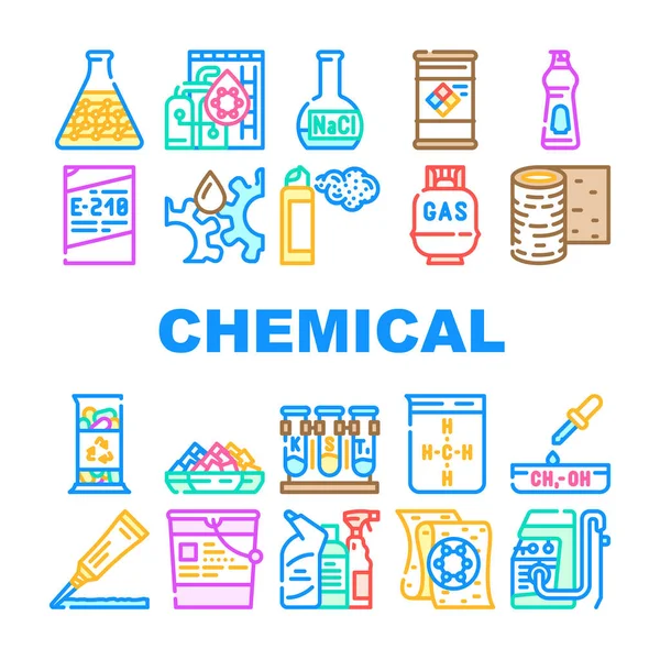 Ikony produkcji przemysłu chemicznego Set Vector — Wektor stockowy