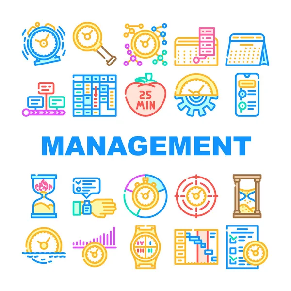 Vector conjunto de iconos de gestión y planificación del tiempo — Vector de stock