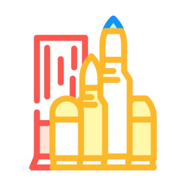 Silah rengi ikon vektör illüstrasyonu için mermi ayarlandı