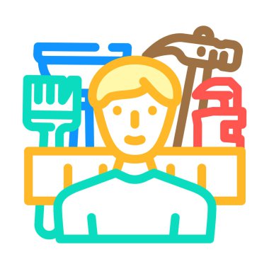 Becerikli tamirciler servis çalışanı renk ikonu çizimi