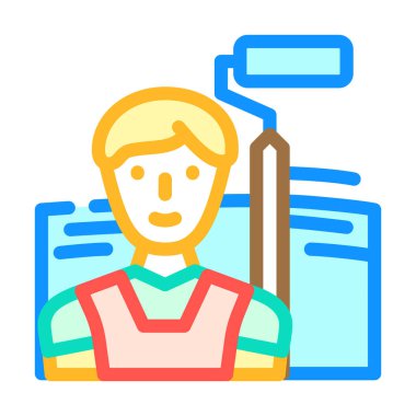 ressam adam renk ikonu vektör illüstrasyonu