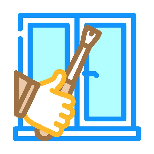 Ventana marco reparación color icono vector ilustración — Archivo Imágenes Vectoriales