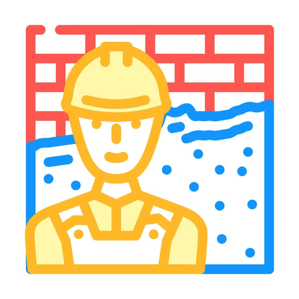 Illustrazione vettoriale icona a colori del lavoratore intonaco — Vettoriale Stock