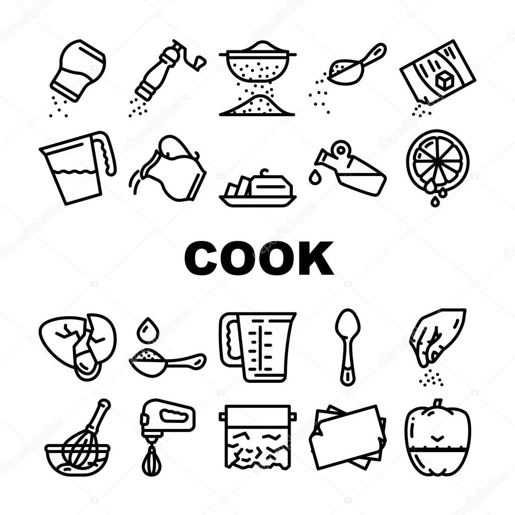 Cook Instruction For Prepare Food Icons Set Vector
