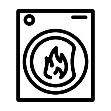 Kuru çamaşır çizgisi ikon vektör çizimi için kurutma makinesi