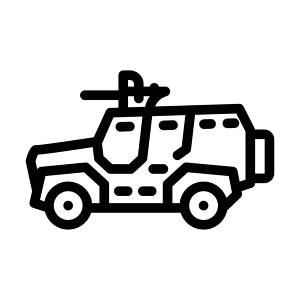 Ilustração de vetor de ícone de linha de veículo militar — Vetor de Stock