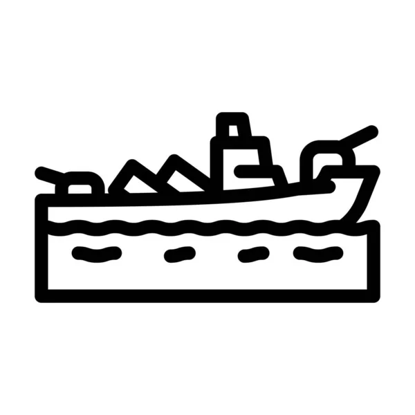 Militaire schip lijn pictogram vector illustratie — Stockvector