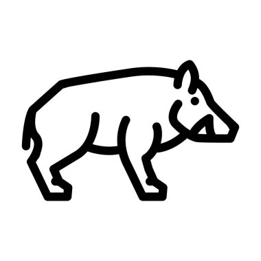 Yaban domuzu çizgi ikonu vektör illüstrasyonu