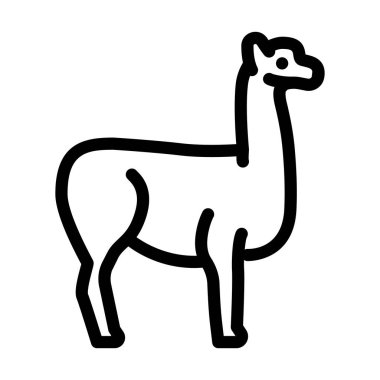 Lama vahşi hayvan çizgisi ikon vektör çizimi