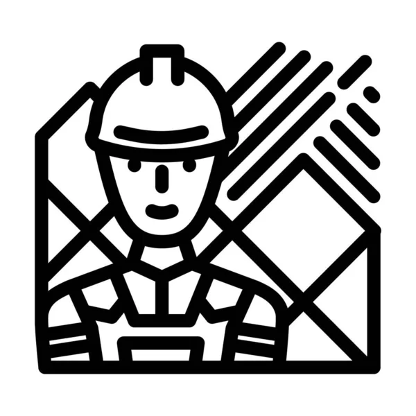 Fliesenleger handyman line icon vektor illustration — Stockvektor