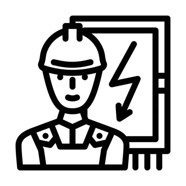 Electricista reparador línea icono vector ilustración — Vector de stock