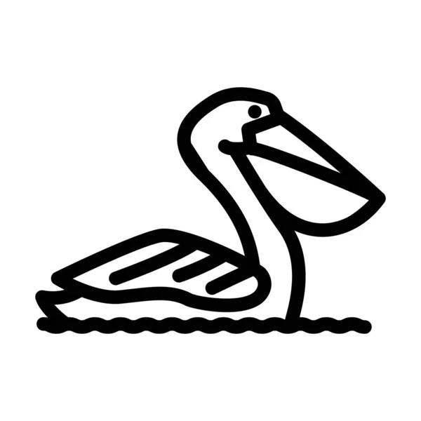 Pelikan Meer Vogel Linie Symbol Vektor Illustration — Stockvektor