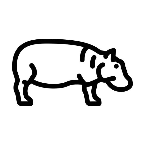 カバ動物の線のアイコンベクトル図 — ストックベクタ
