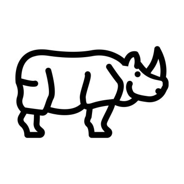 Gergedan hayvan çizgisi ikon vektör çizimi