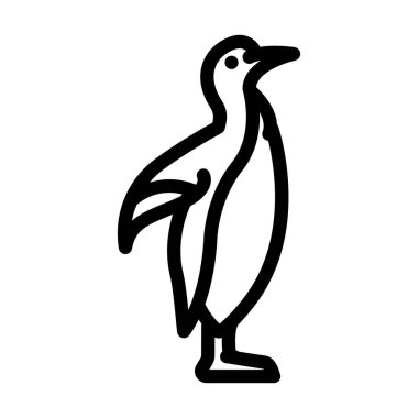 penguen kuş çizgisi ikon vektör çizimi