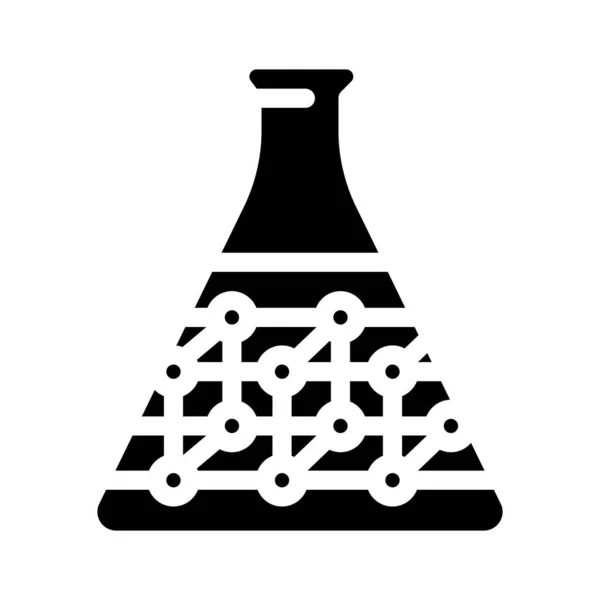 Polymeren in chemisch lab glas glyph pictogram vector illustratie — Stockvector