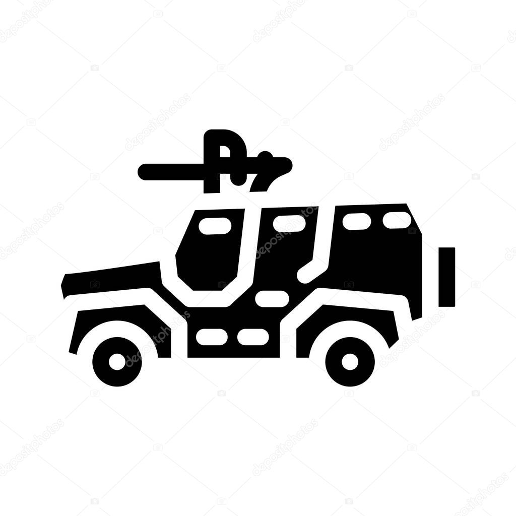 military vehicle glyph icon vector illustration