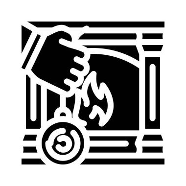 şömine onarımı simge vektör illüstrasyonu