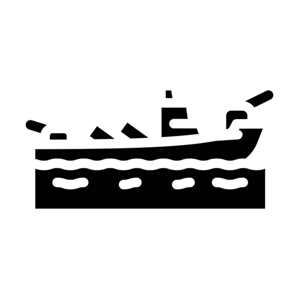 Militär Schiff Glyphen Symbol Vektor Illustration — Stockvektor