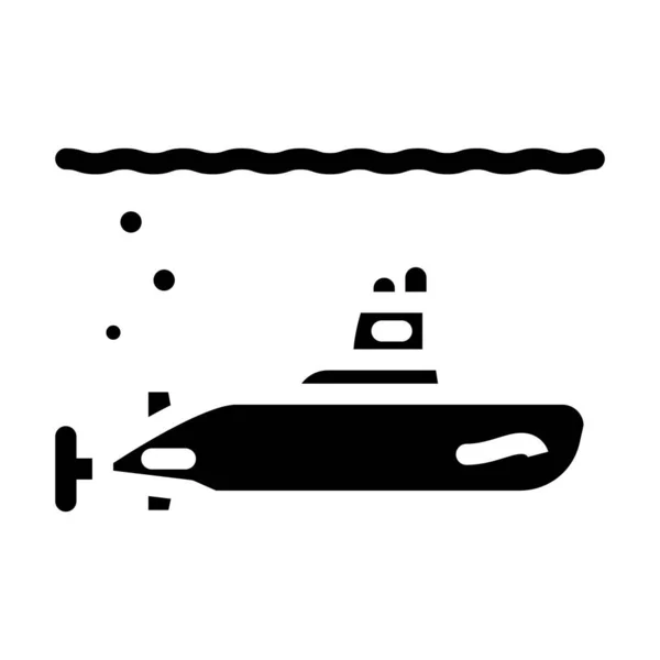 Submarino militar glifo icono vector ilustración — Vector de stock