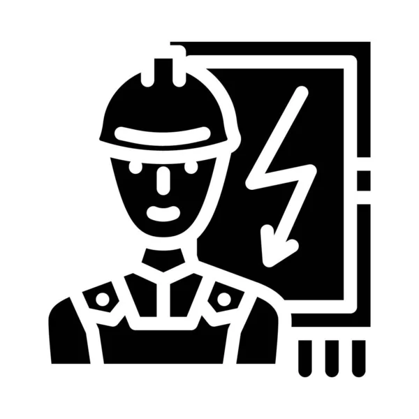 Electricista reparador glifo icono vector ilustración — Vector de stock