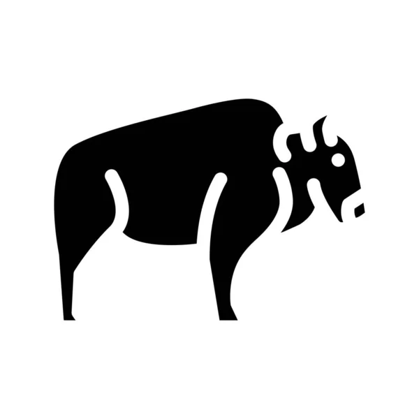 Buffalo liar hewan glif ikon vektor ilustrasi - Stok Vektor