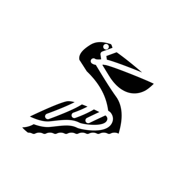 Pelicano pássaro marinho glifo ícone vetor ilustração — Vetor de Stock