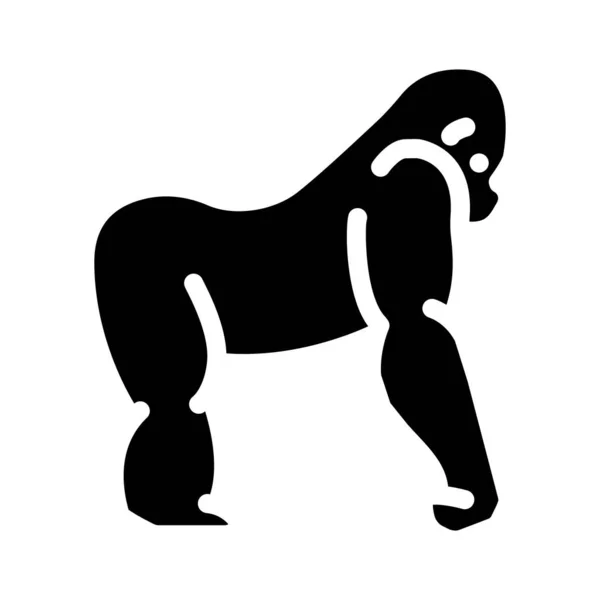 Gorilla djur glyf ikon vektor illustration — Stock vektor