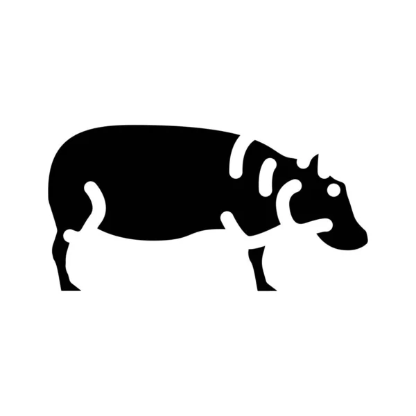 Hippopotamus animal glyph icon vector illustration — Stock Vector