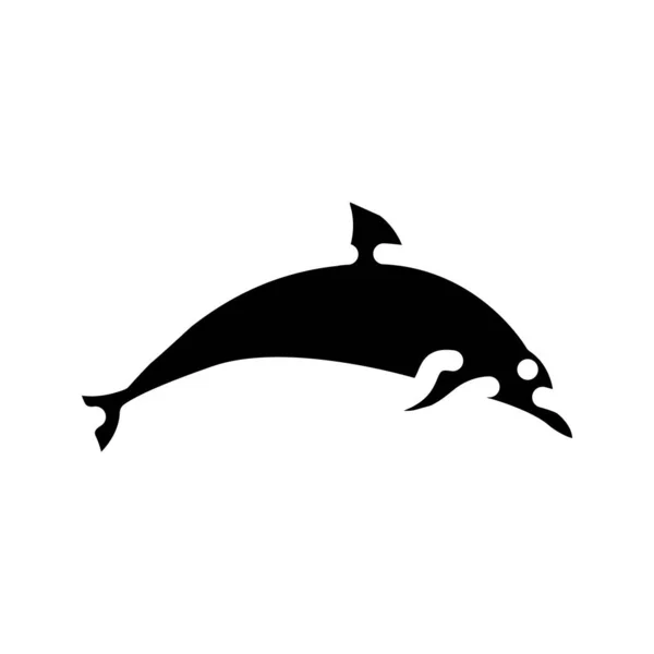 Dolphin water mammal animal glyph icon vector illustration — Stock Vector