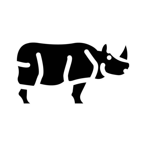 Rinoceronte animal glifo icono vector ilustración — Archivo Imágenes Vectoriales