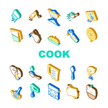 Yemek Simgelerini Hazırlamak için Yemek Talimatları Vektörü Ayarla