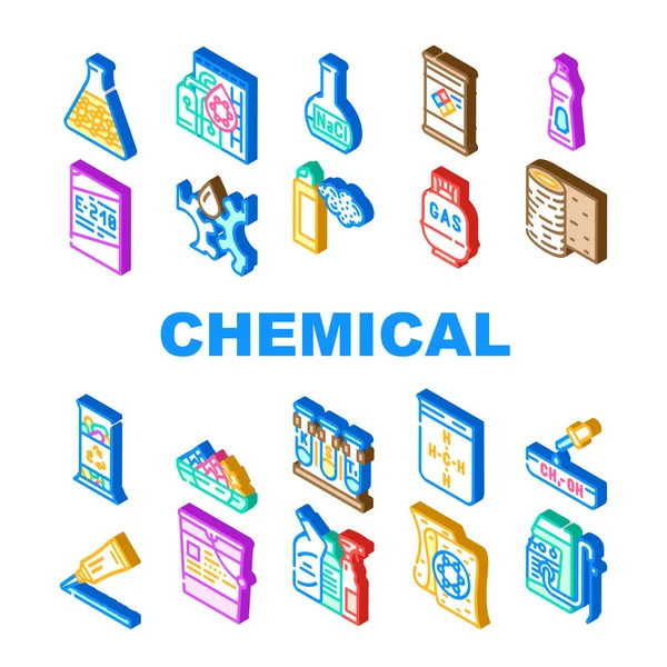 Vector de conjunto de iconos de producción de la industria química — Archivo Imágenes Vectoriales