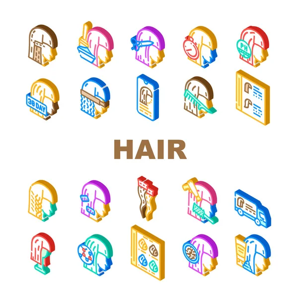 Peluquería Servicio de peinado Iconos Set Vector — Archivo Imágenes Vectoriales
