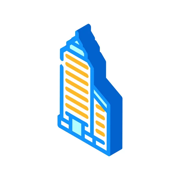 Turm Finanzzentrum Wolkenkratzer isometrische Symbol Vektor Illustration — Stockvektor